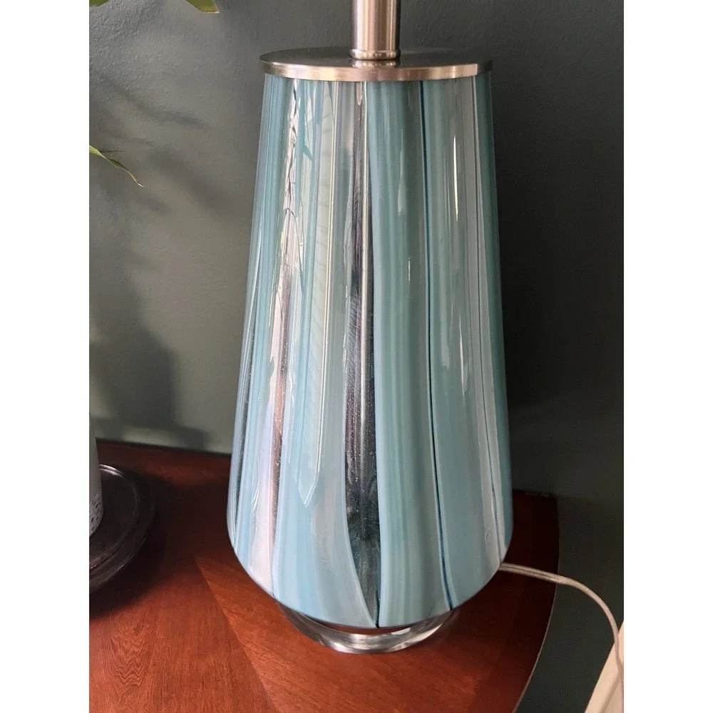 Set Of 2 Uttermost Pescara Teal-Gray Art Glass Table Lamps Teal